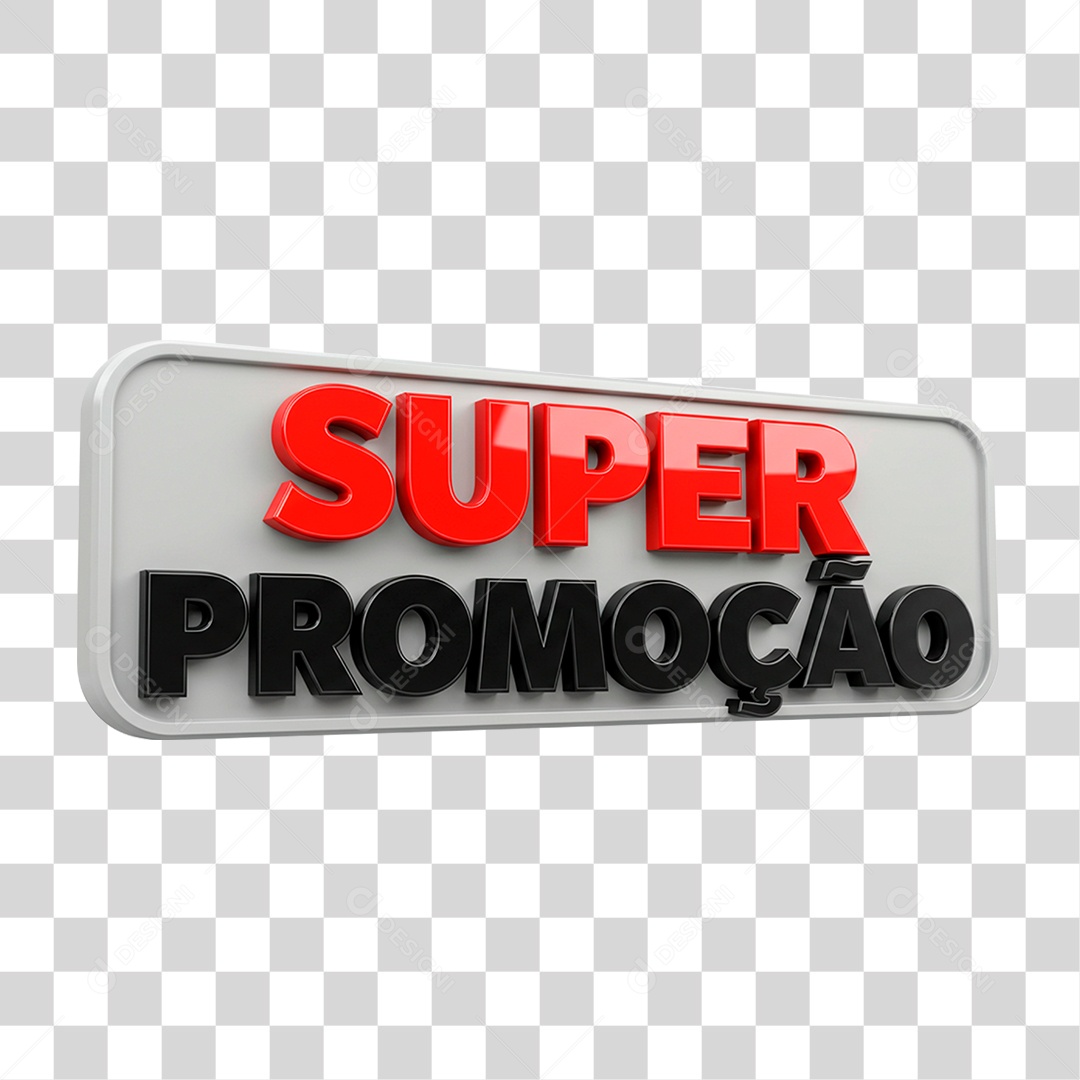 Selo 3D Super Promoção para Composição PNG Transparente