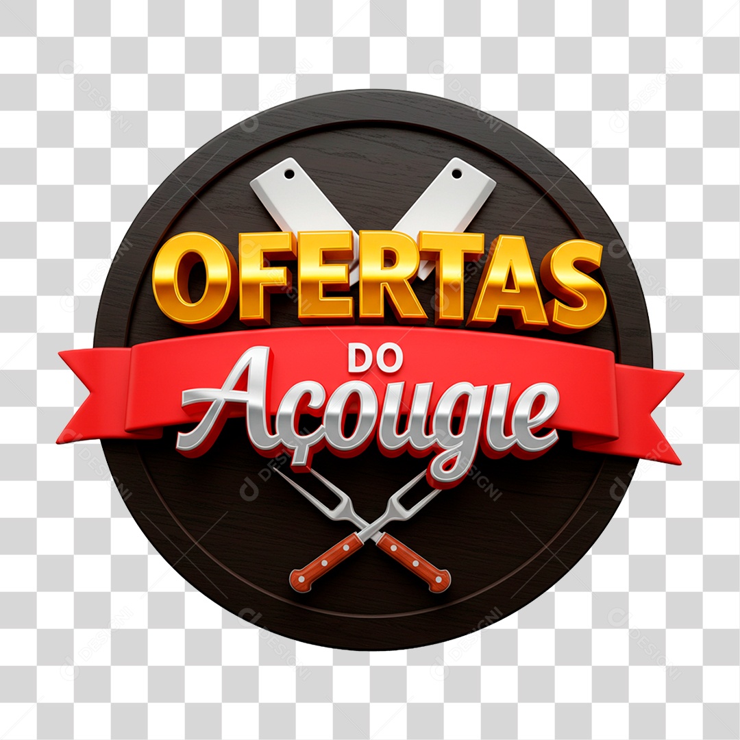 Selo 3D Ofertas do Açougue PNG Transparente