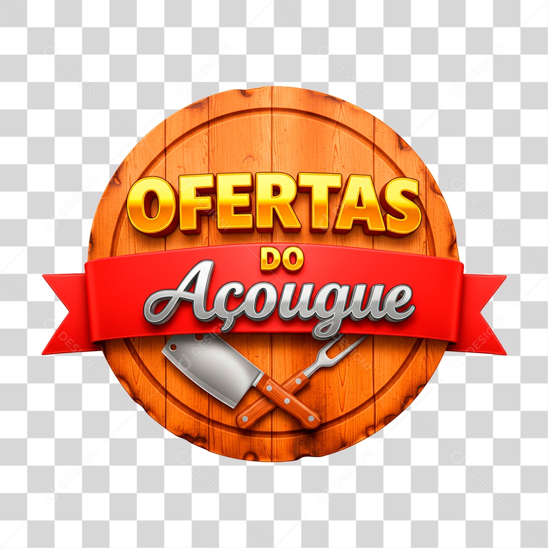 Selo 3D Ofertas do Açougue PNG Transparente