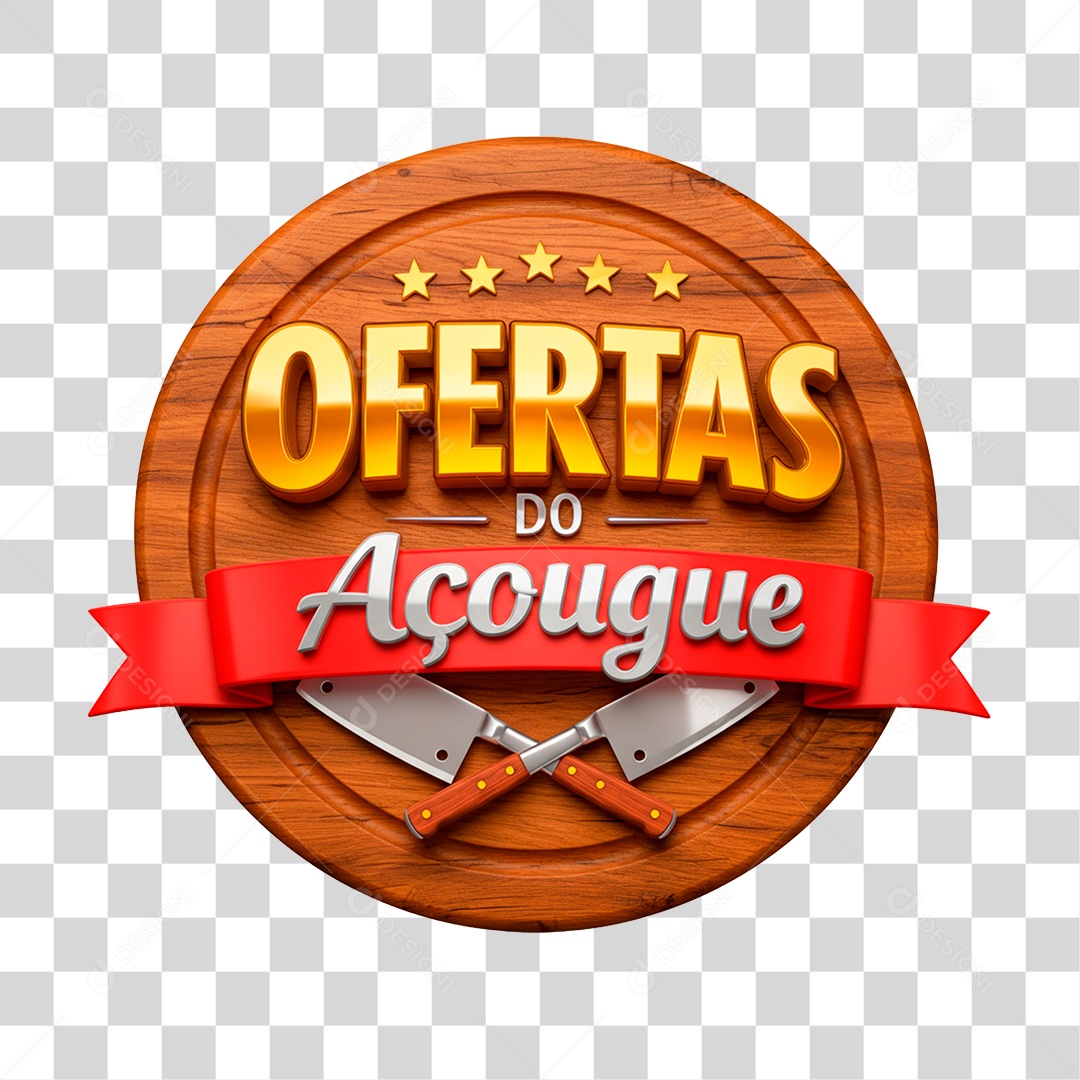 Selo 3D Ofertas do Açougue PNG Transparente