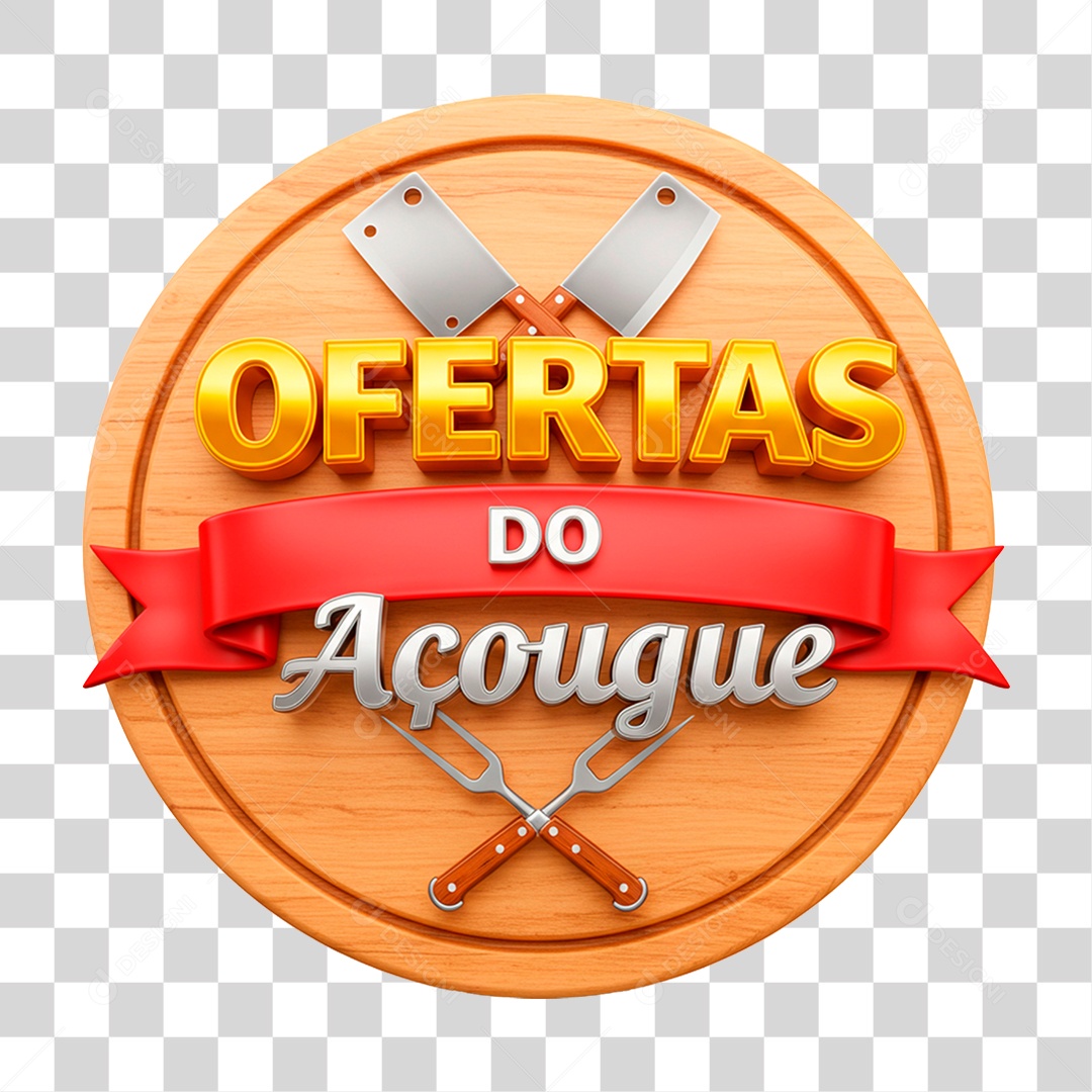Selo 3D Ofertas do Açougue PNG Transparente