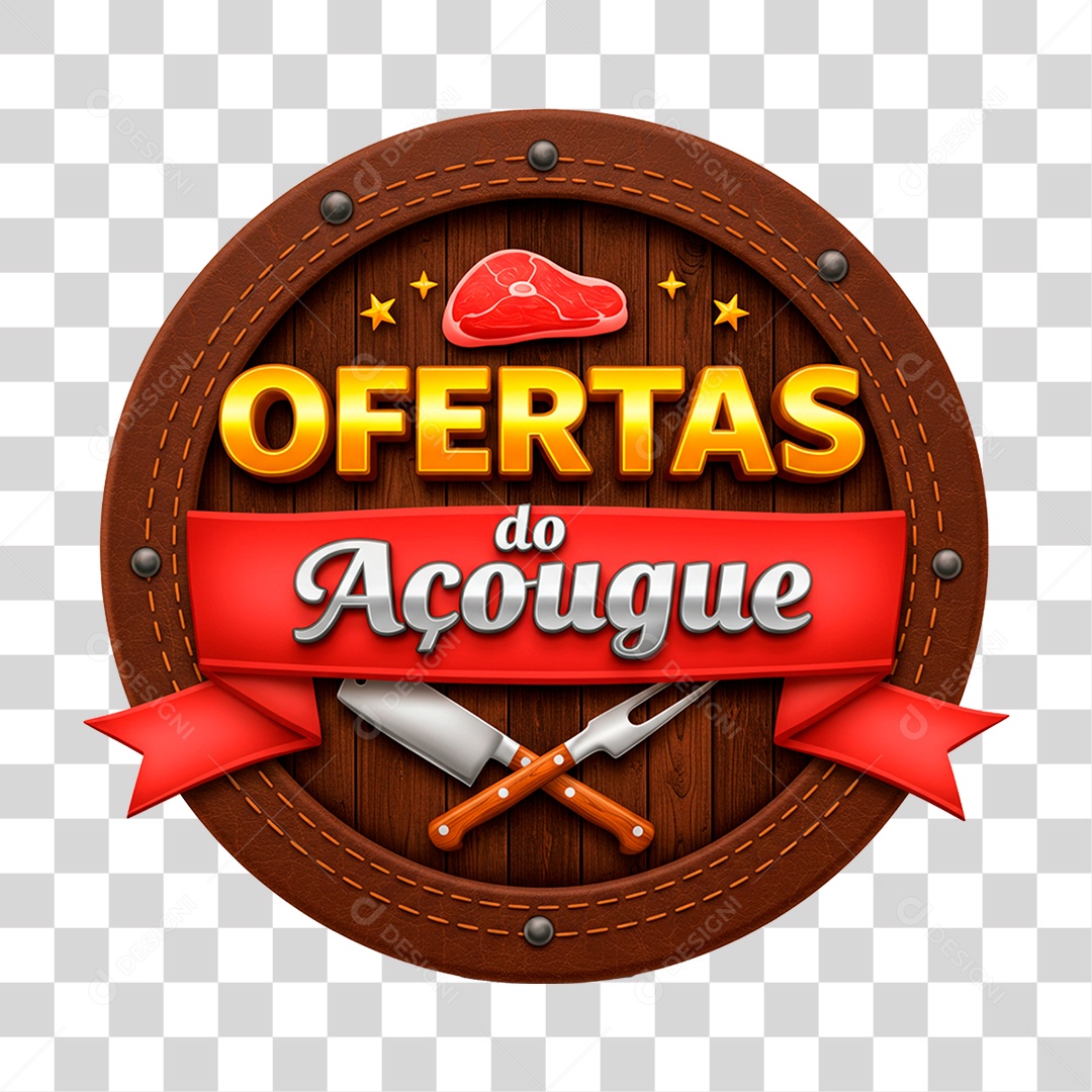 Selo 3D Ofertas do Açougue PNG Transparente