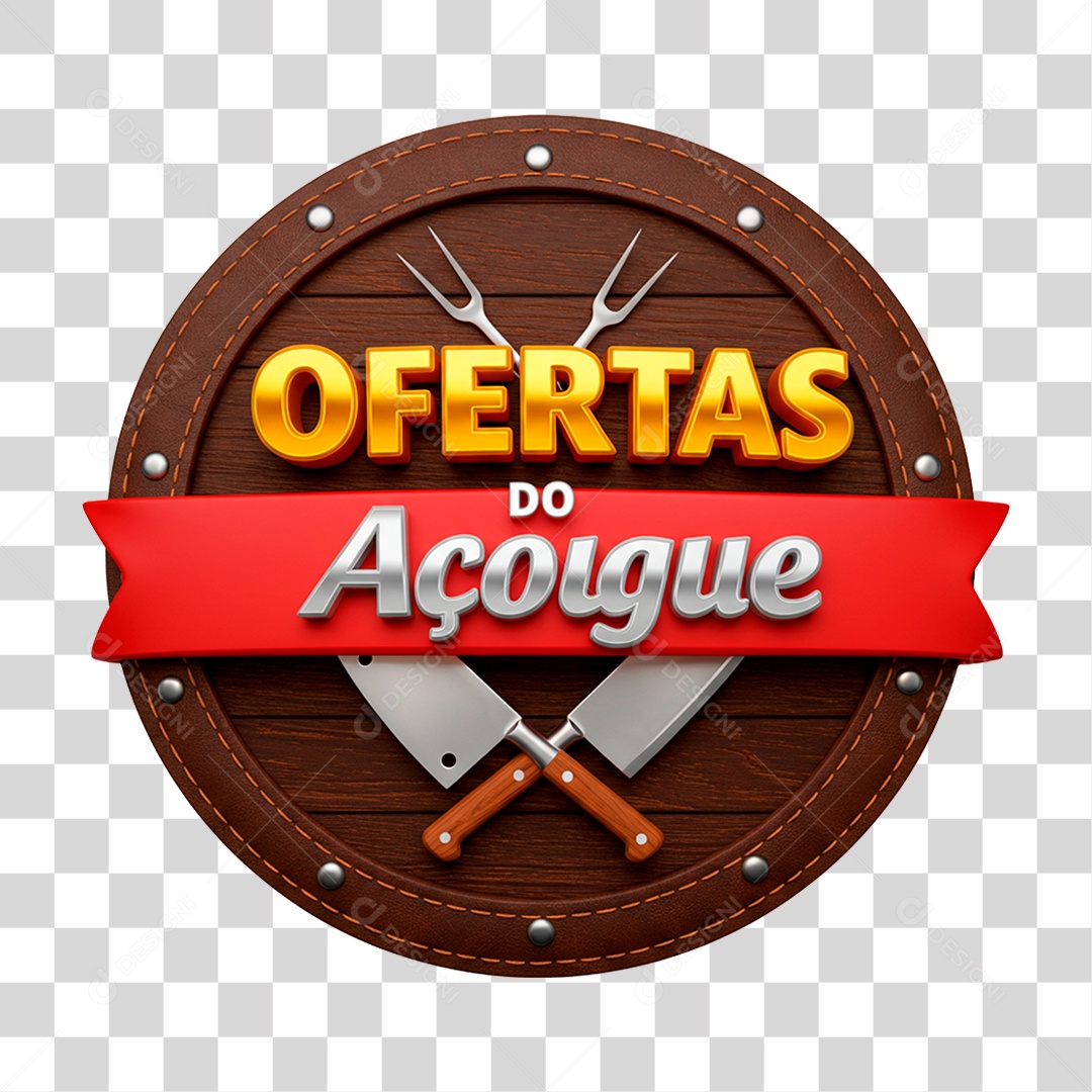 Selo 3D Ofertas do Açougue PNG Transparente