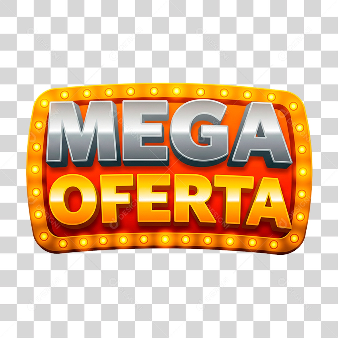 Selo 3D Mega Oferta para Composição PNG Transparente