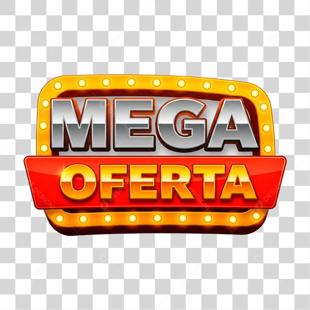 Selo 3D Mega Oferta para Composição PNG Transparente