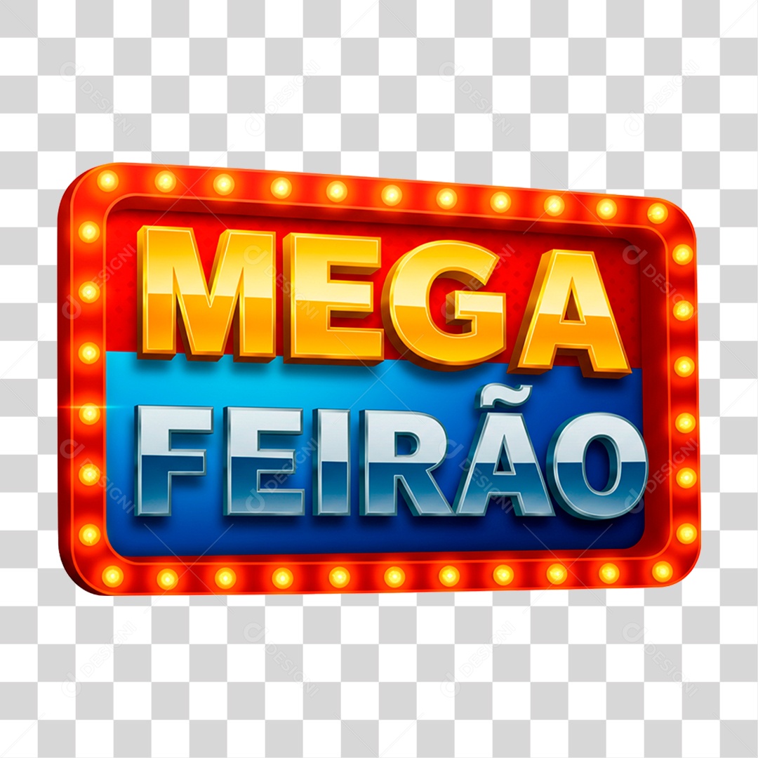 Selo 3D Mega Feirão para Composição PNG Transparente