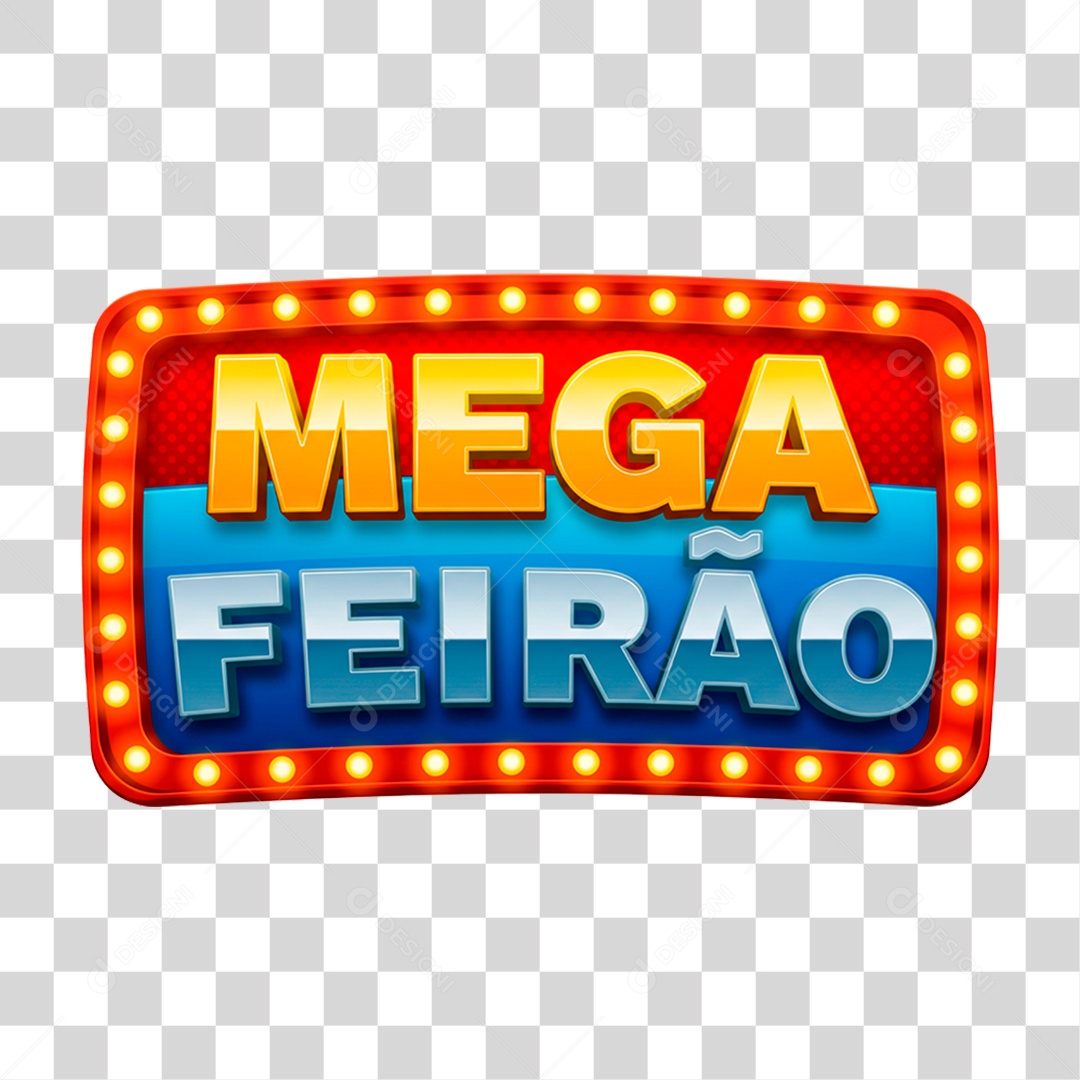 Selo 3D Mega Feirão para Composição PNG Transparente