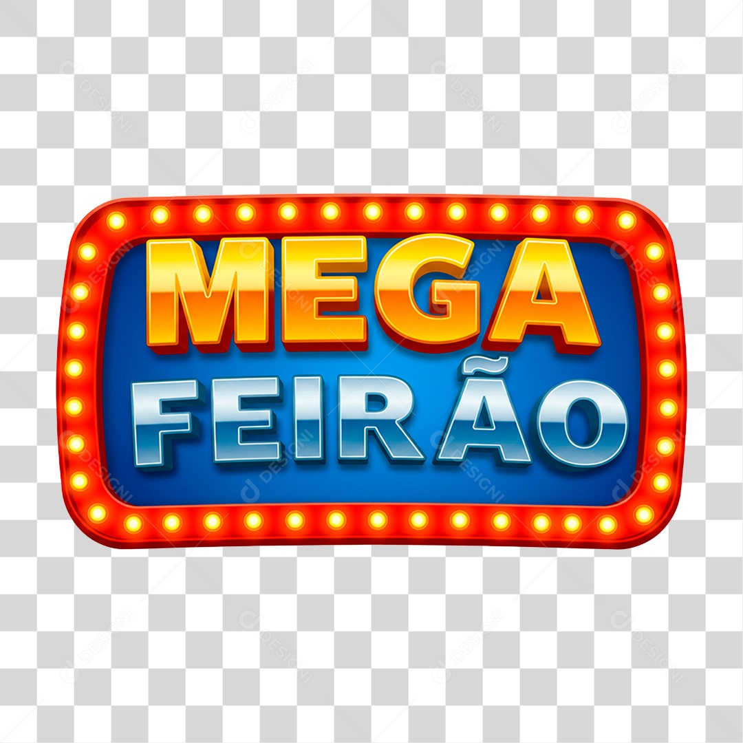 Selo 3D Mega Feirão para Composição PNG Transparente