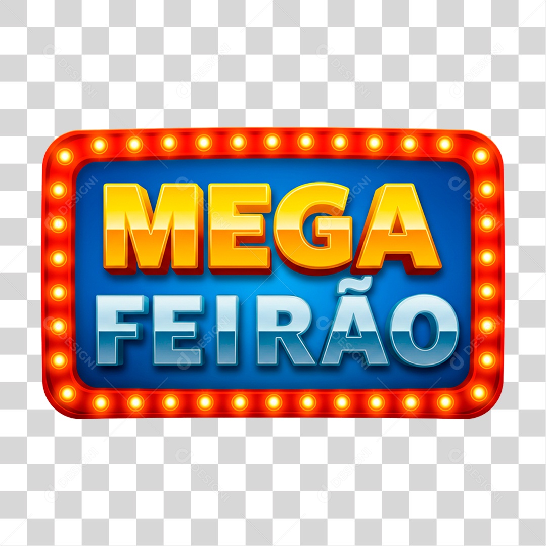 Selo 3D Mega Feirão para Composição PNG Transparente