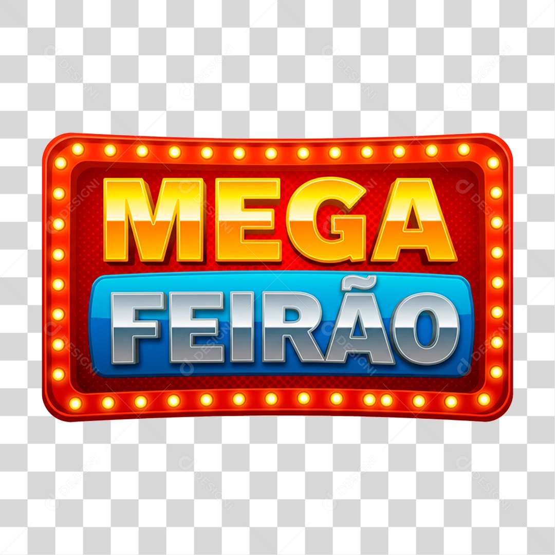Selo 3D Mega Feirão para Composição PNG Transparente