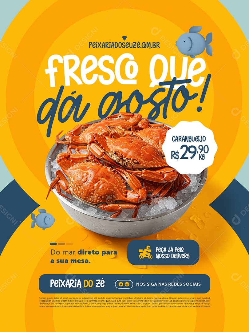 Peixaria Fresco Que Dá Gosto Caranqueijo Social Media PSD Editável
