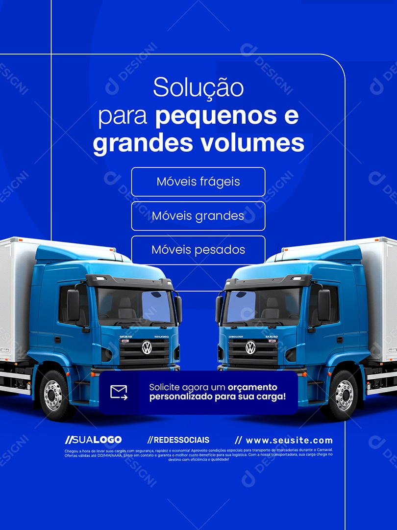 Fretista Solução para Pequenos e Grandes Volumes Social Media PSD Editável