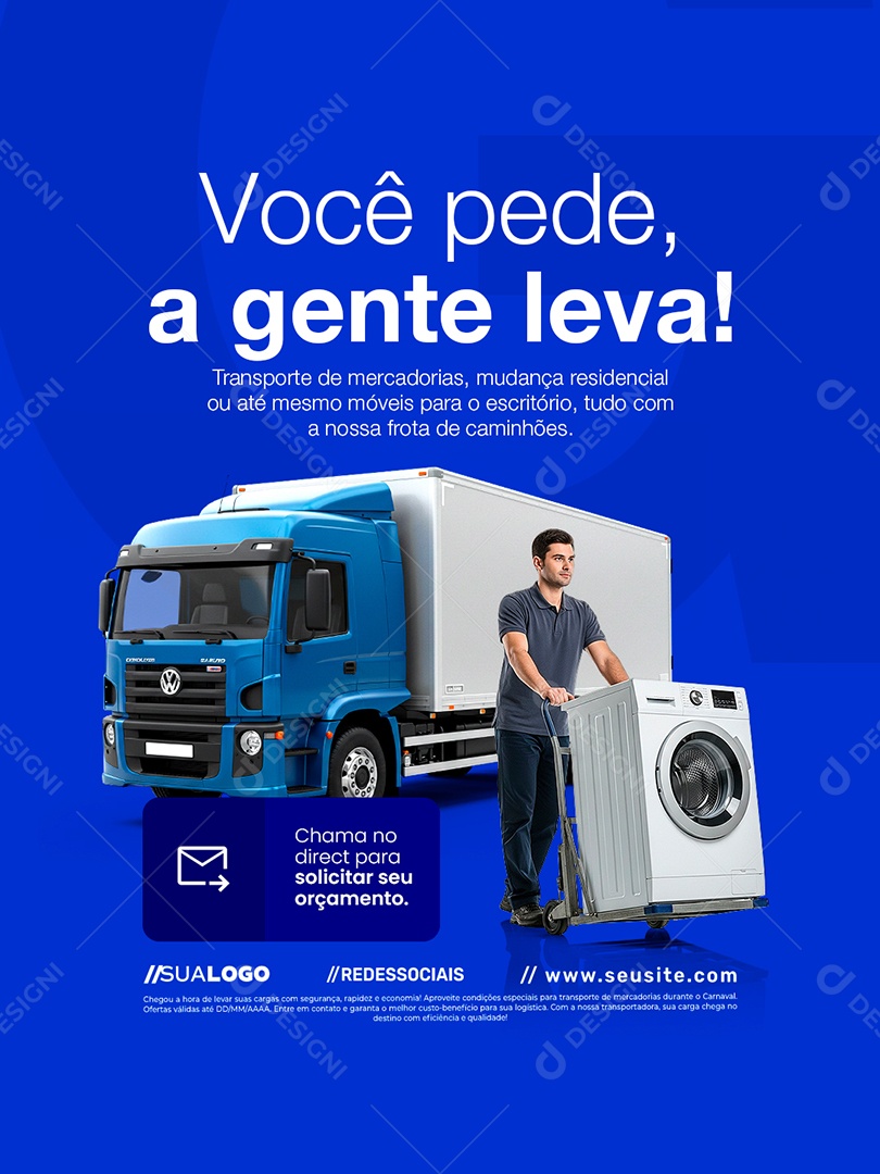 Fretista Você Pede a Gente Leva Social Media PSD Editável