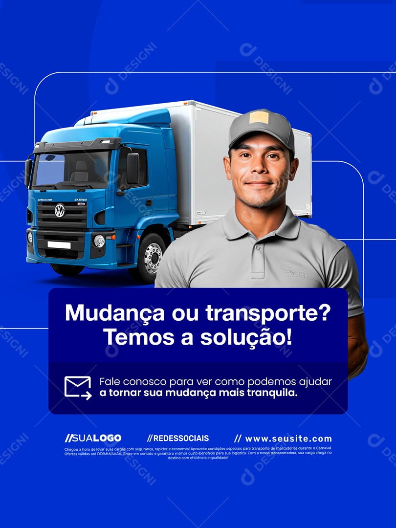 Fretista Mudança ou Transporte Social Media PSD Editável