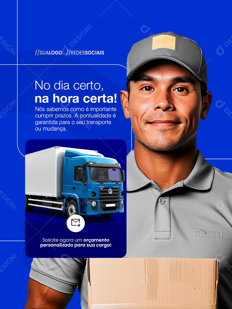 Fretista No Dia Certo na Hora Certa Social Media PSD Editável