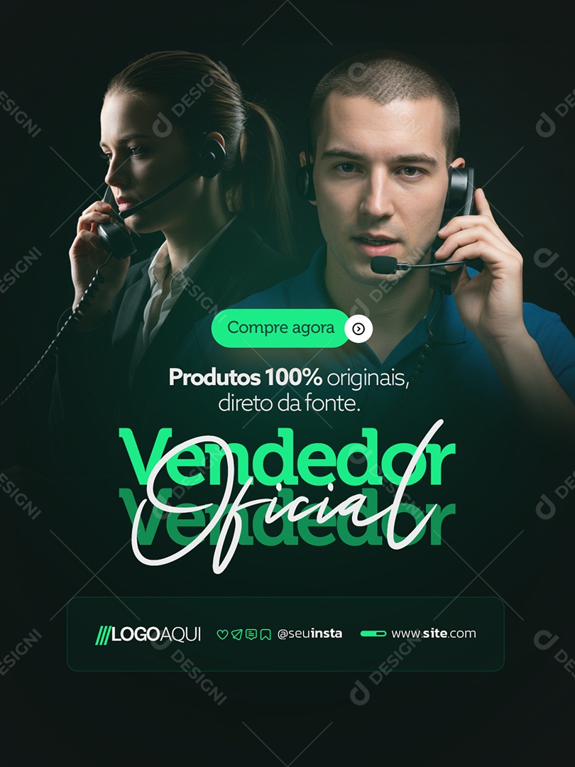 Vendedor Oficial Compre Agora Produtos 100% Originais Social Media PSD Editável