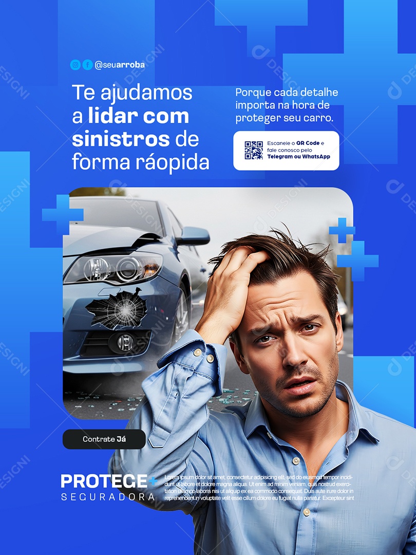 Seguradora Te Ajudamos a Lidar com Sinistros Social Media PSD Editável