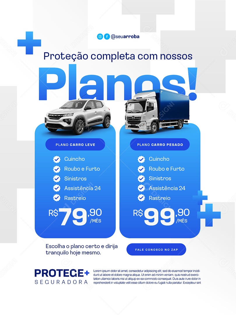Seguradora Proteção Completa com Nossos Planos Social Media PSD Editável