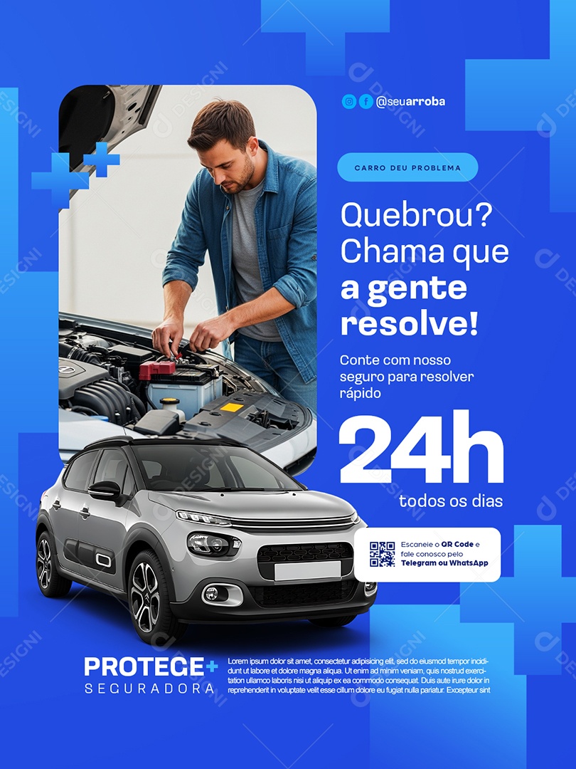 Seguradora Quebrou Chama Que a Gente Resolve Social Media PSD Editável