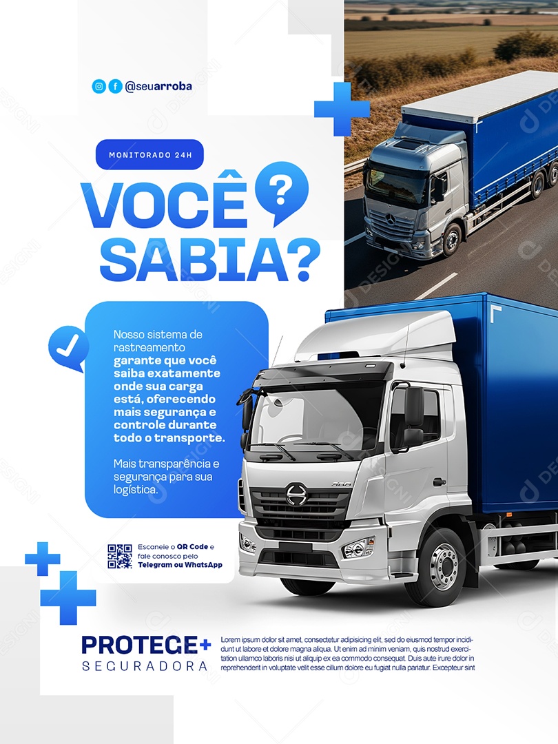 Seguradora Monitorado 24H Você Sabia Social Media PSD Editável