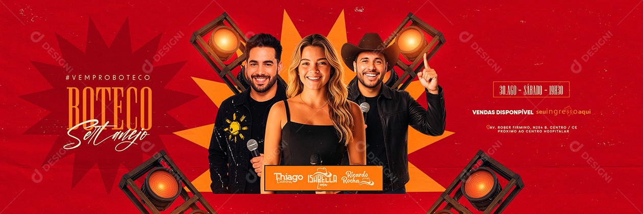 Carrossel Flyer Vem Pro Boteco Sertanejo Social Media PSD Editável