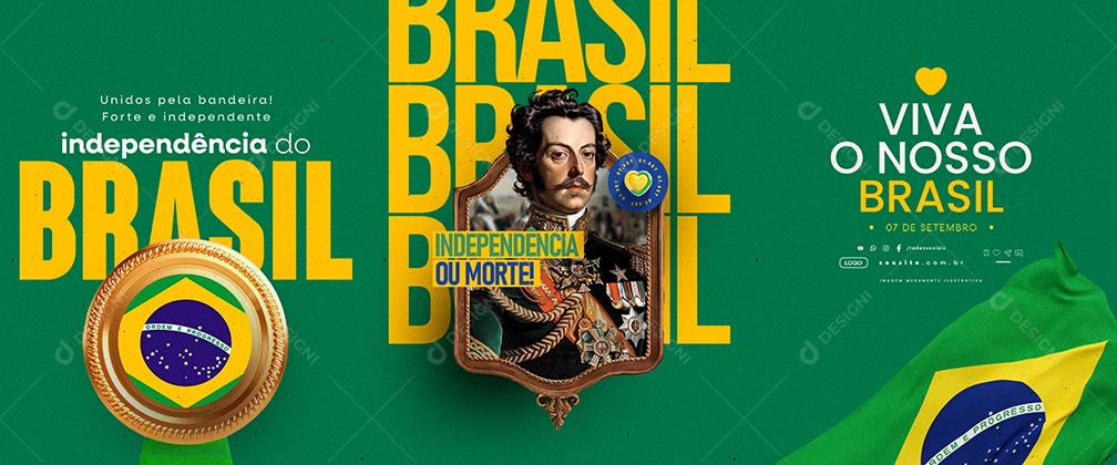 Carrossel Dia da Independência do Brasil 07 de Setembro Viva o Nosso Brasil Social Media PSD Editável