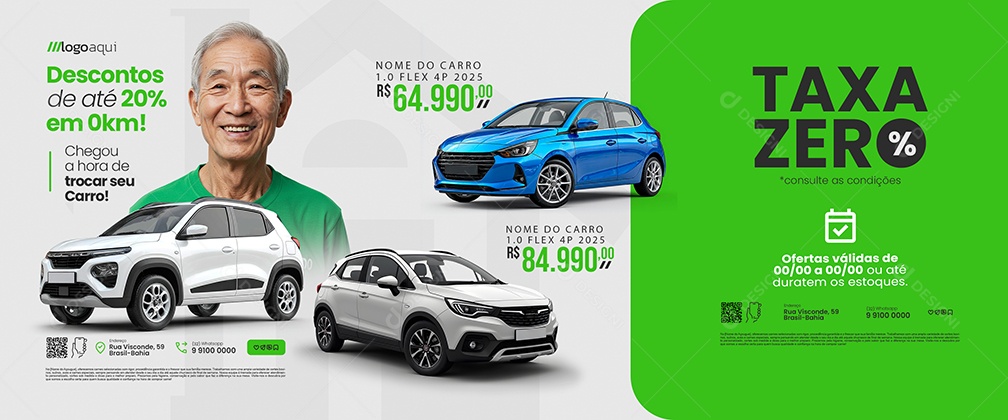 Carrossel Concessionária Taxa Zero Social Media PSD Editável