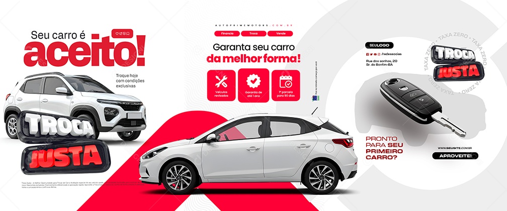 Carrossel Concessionária Seu Carro é Aceito Social Media PSD Editável