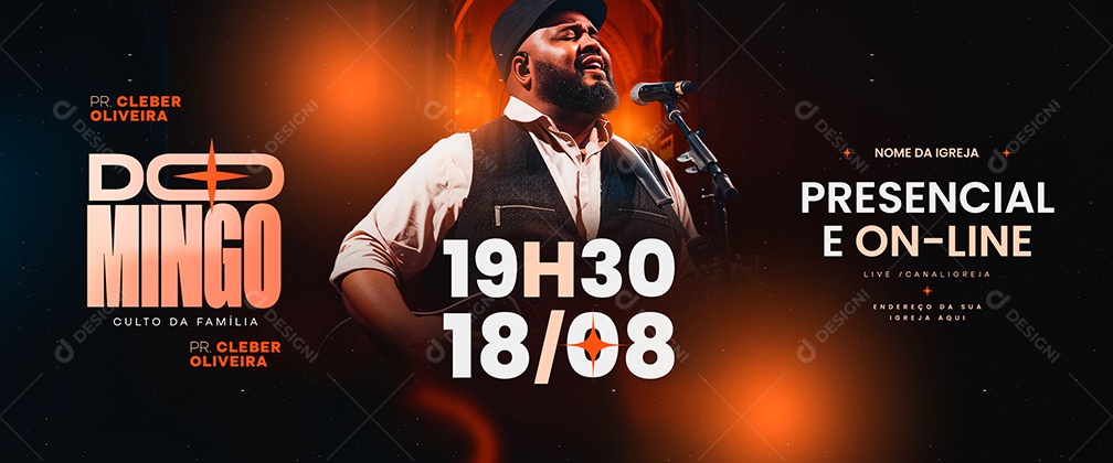 Carrossel Flyer Gospel Culto Da Família Domingo Social Media PSD Editável