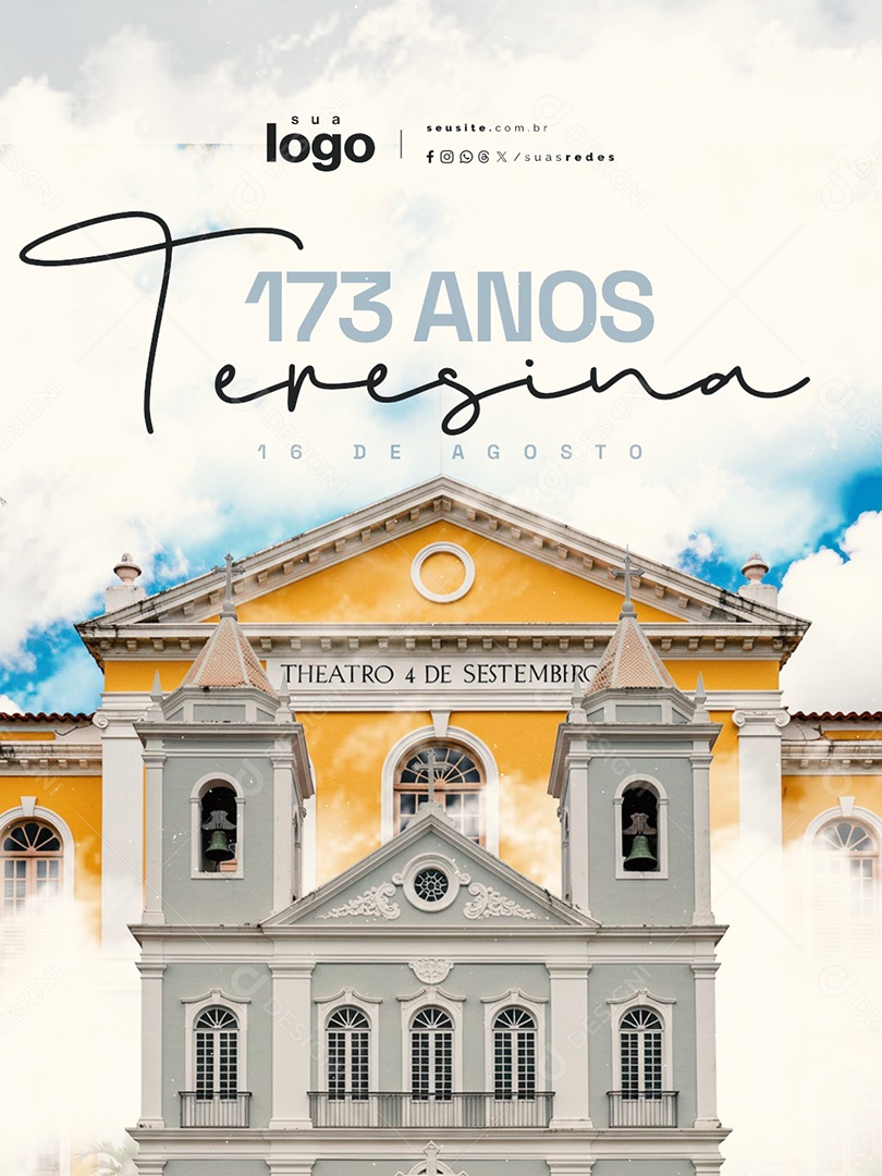 Aniversário de Teresina 16 de Agosto 173 Anos Social Media PSD Editável