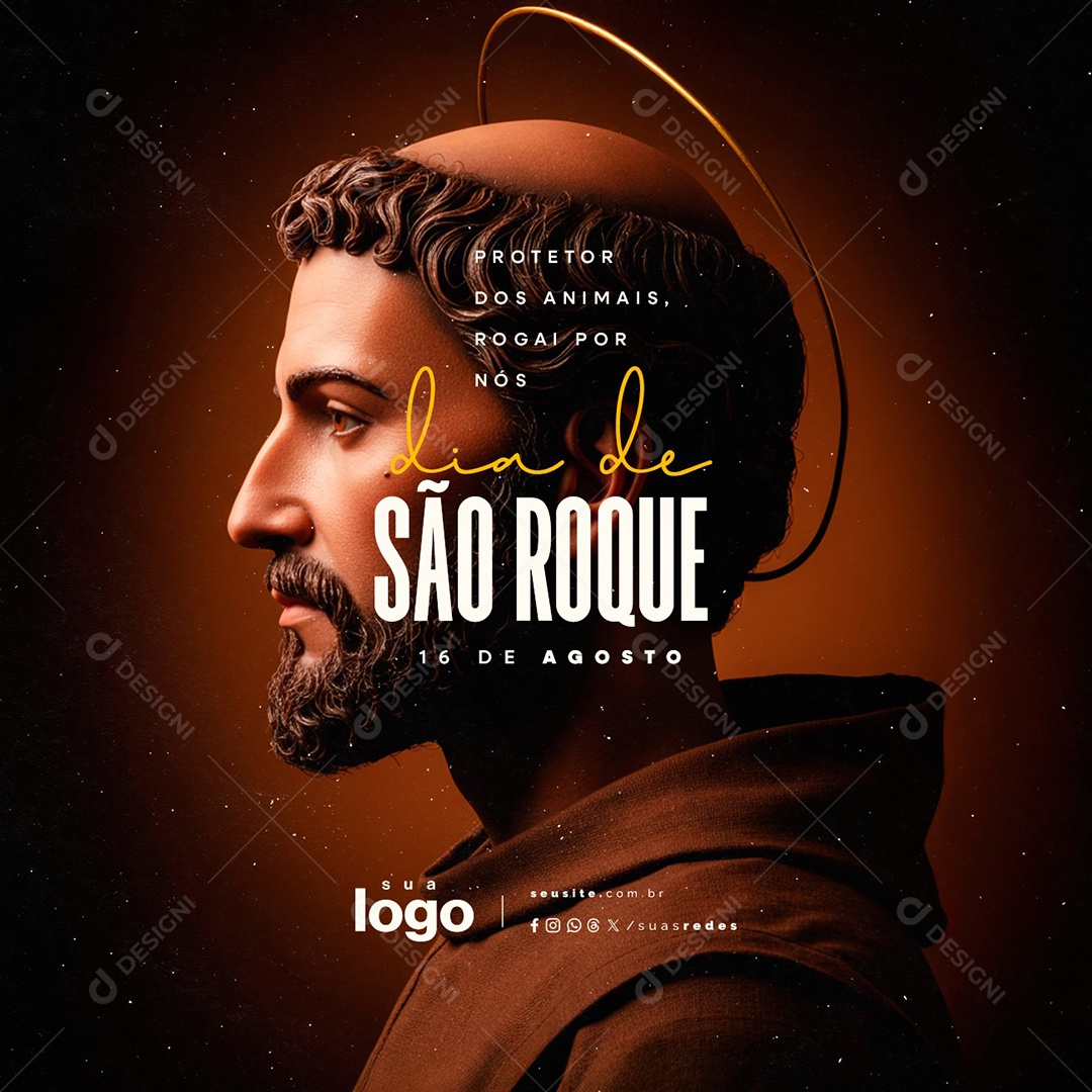 Dia de São Roque 16 de Agosto Protetor dos Animais Social Media PSD Editável