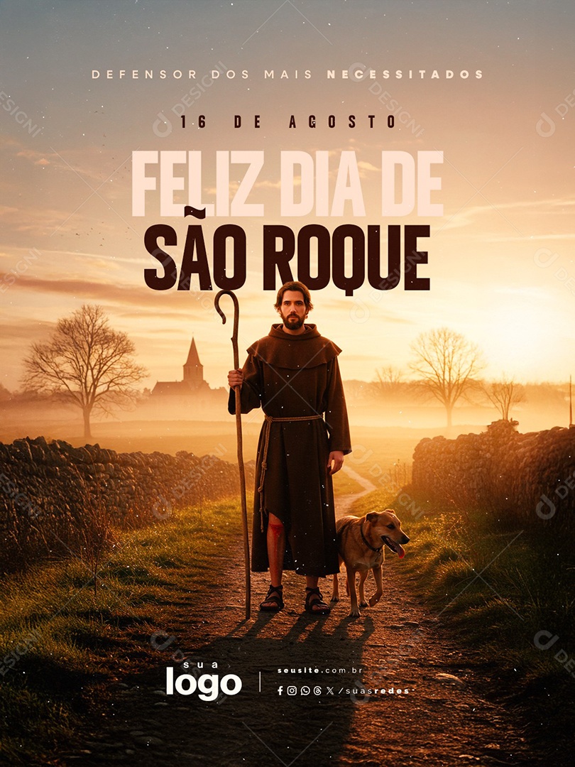 Feliz Dia de São Roque 16 de Agosto Social Media PSD Editável