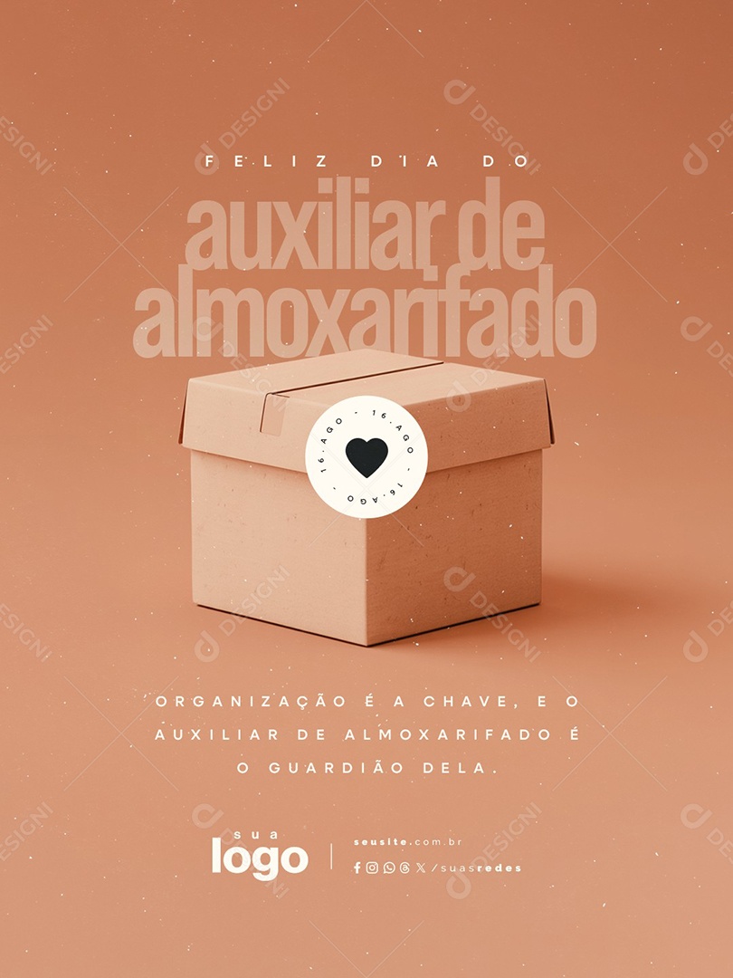Feliz Dia do Auxiliar de Almoxarifado 16 de Agosto Social Media PSD Editável