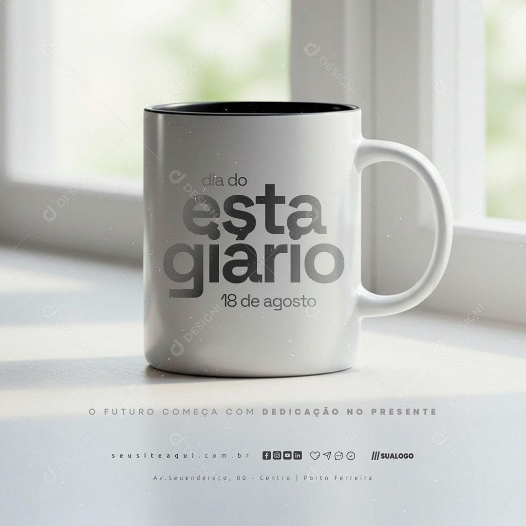 Dia do Estagiário 18 de Agosto Social Media PSD Editável