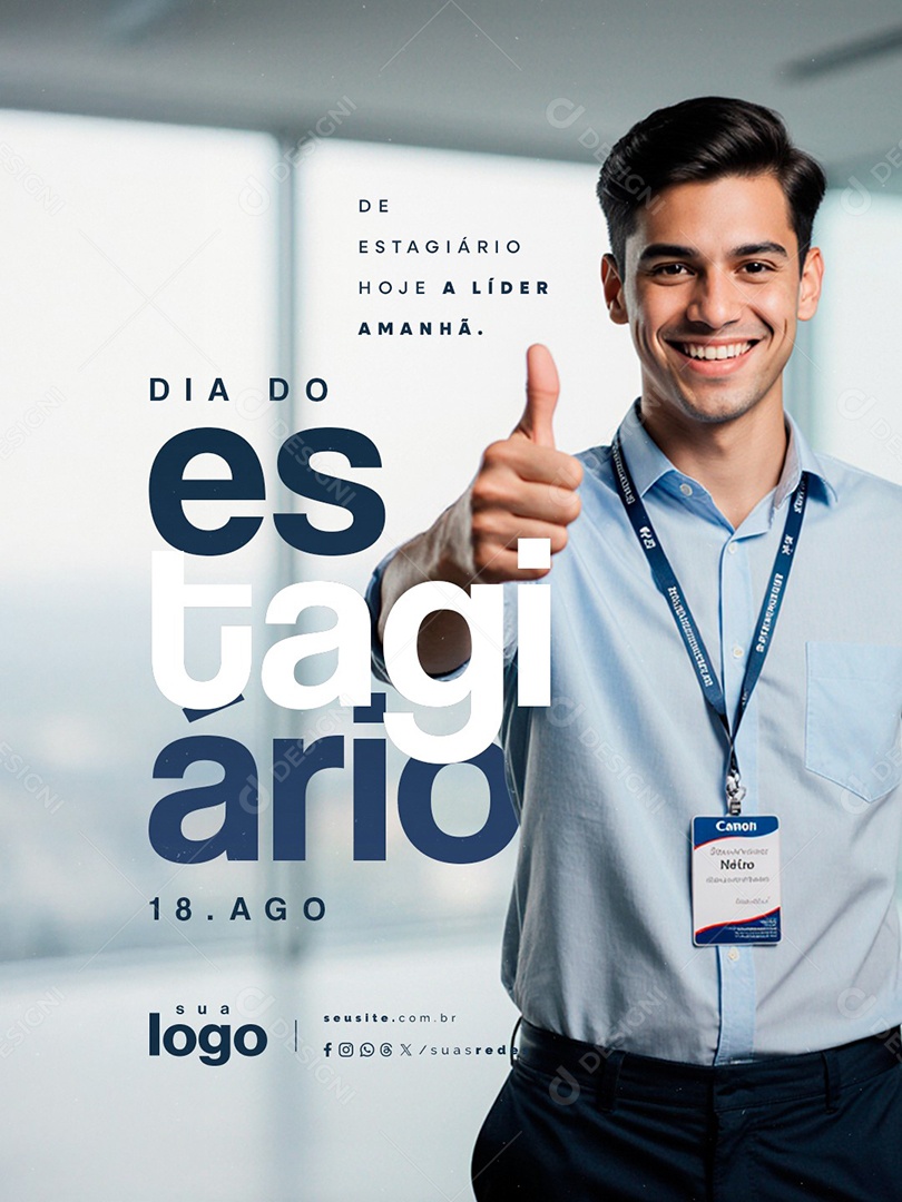 Dia do Estagiário 18 de Agosto Social Media PSD Editável