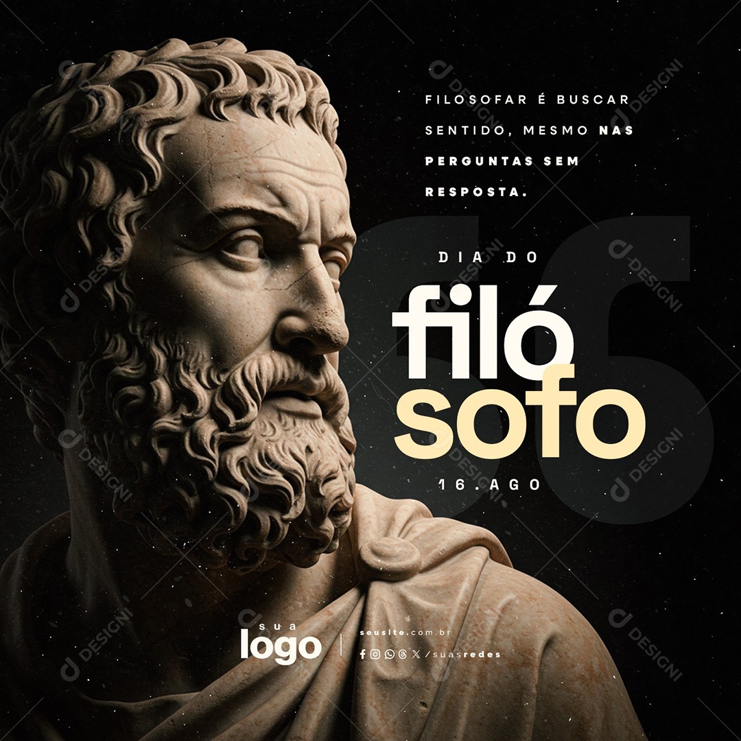Dia do Filósofo 16 de Agosto Social Media PSD Editável