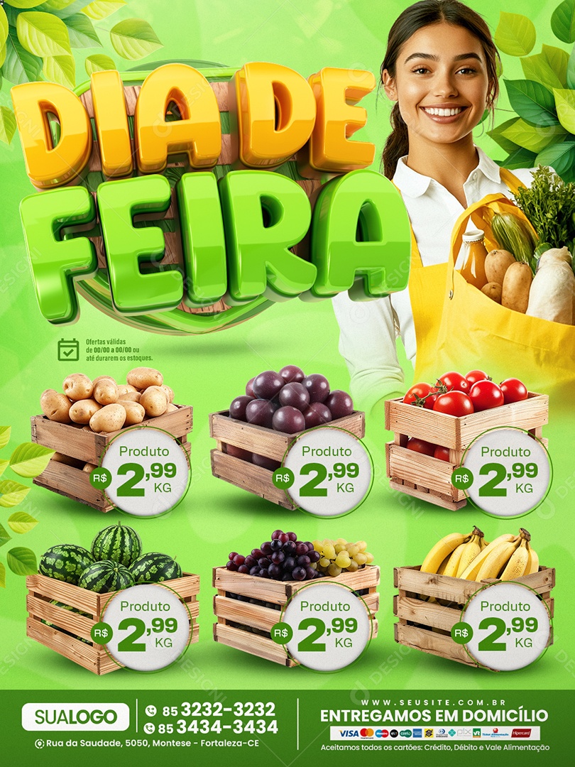 Tabloide Varejo Supermercado Hortifruti Social Media PSD Editável