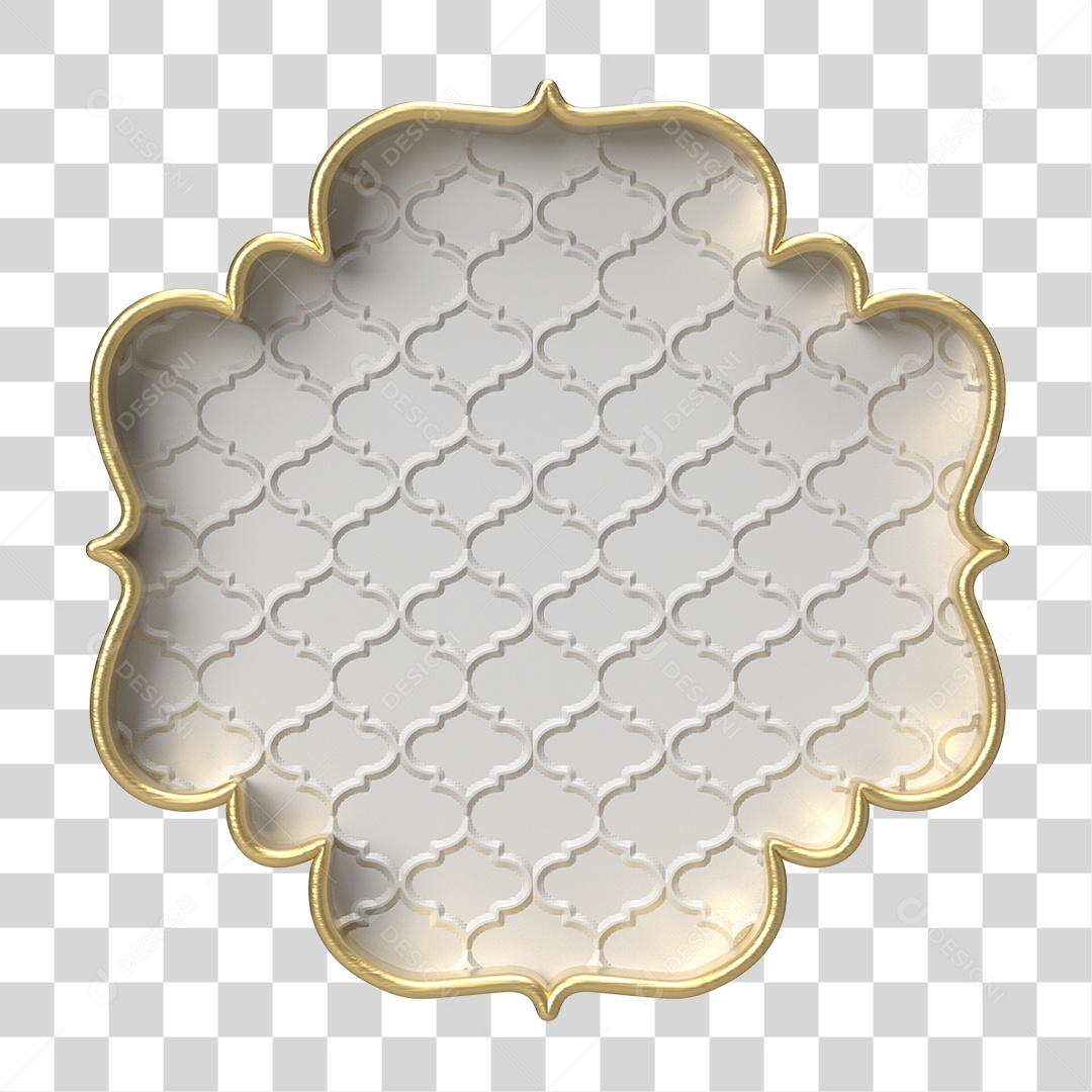 Moldura Branca Ornamentada para Composição PNG Transparente