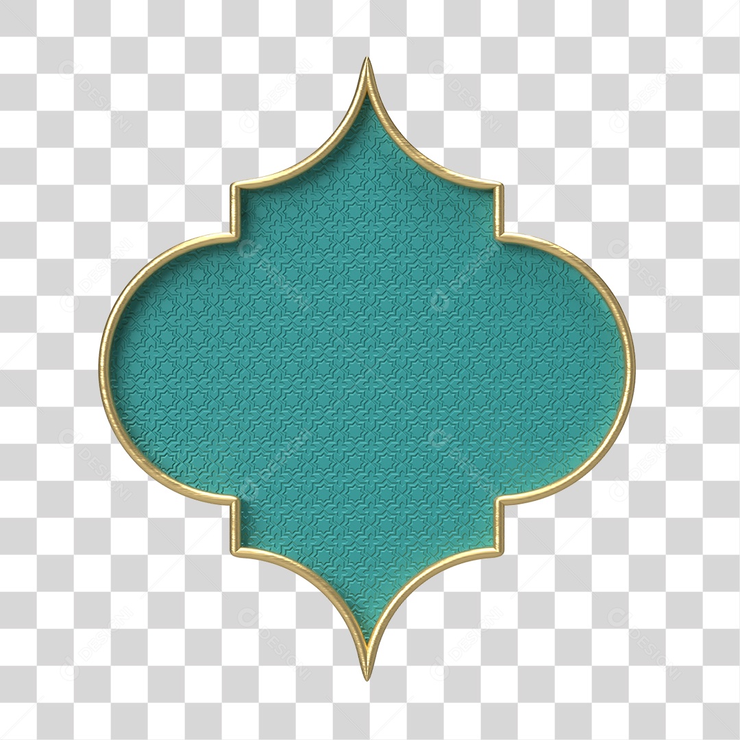 Moldura Azul Petróleo Ornamentada para Composição PNG Transparente