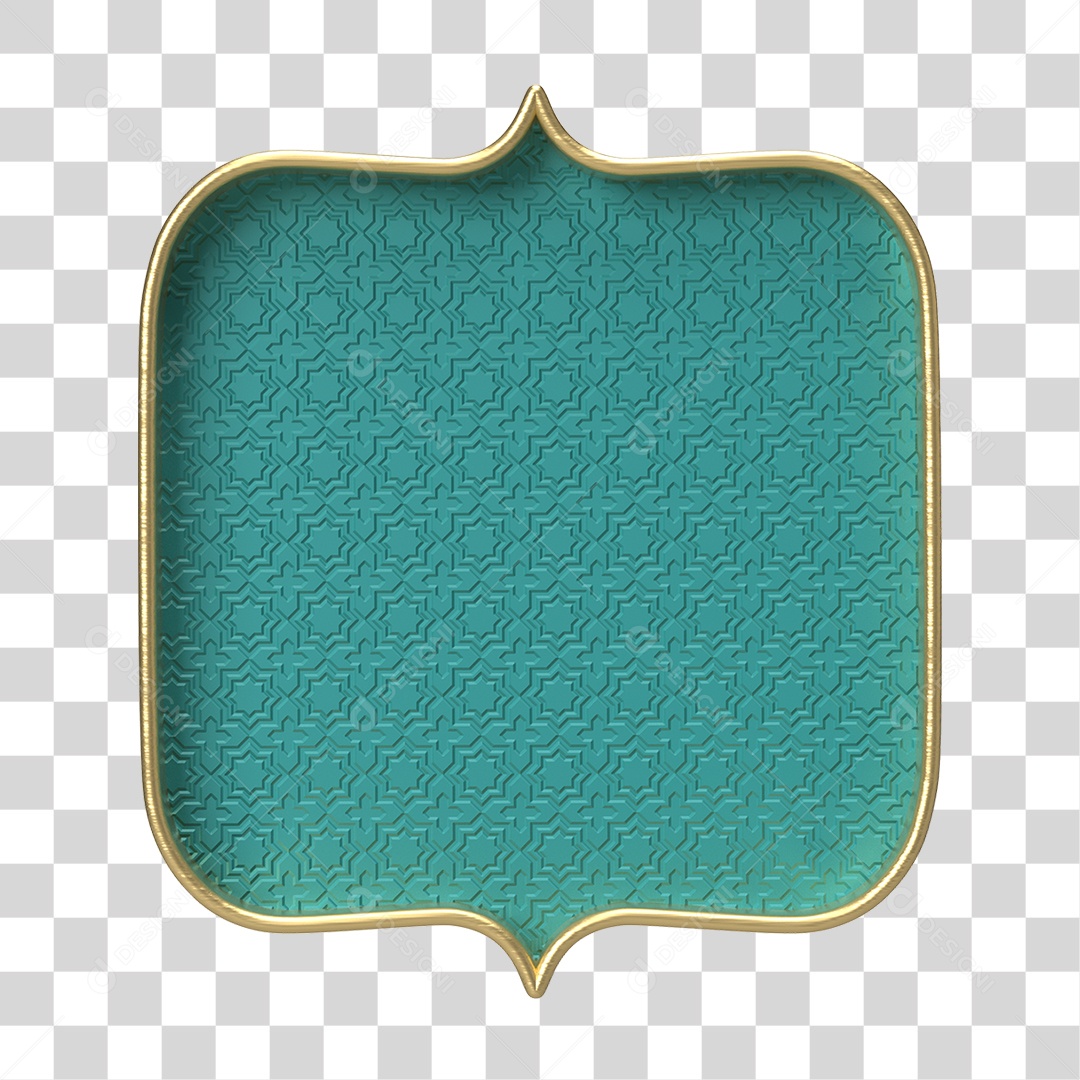 Moldura Azul Petróleo Ornamentada para Composição PNG Transparente