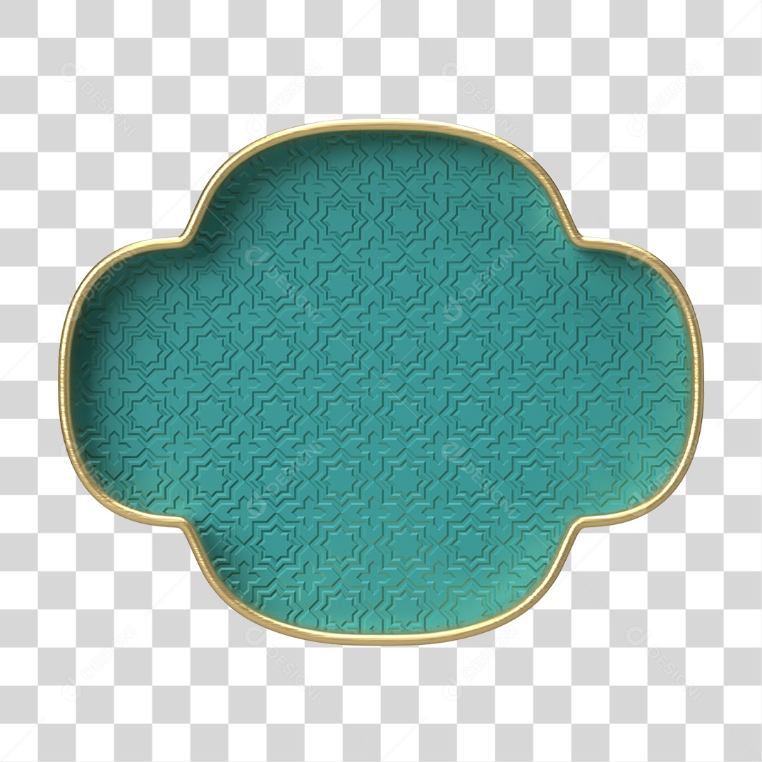 Moldura Azul Petróleo Ornamentada para Composição PNG Transparente