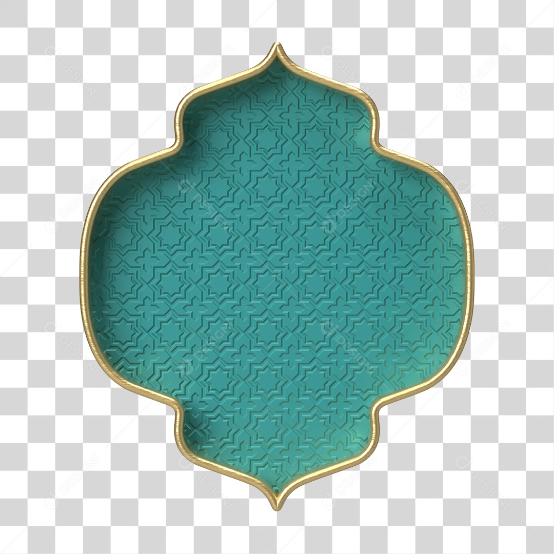 Moldura Azul Petróleo Ornamentada para Composição PNG Transparente