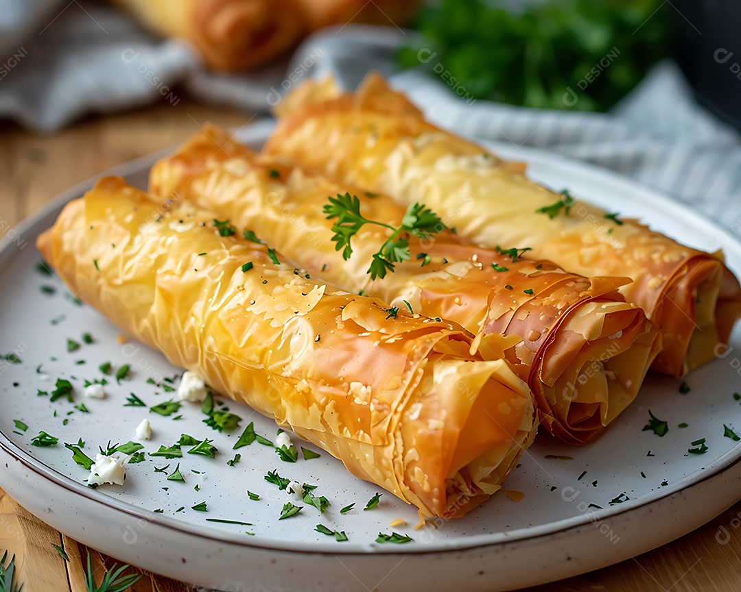 Rolinhos de queijo turcos crocantes.
