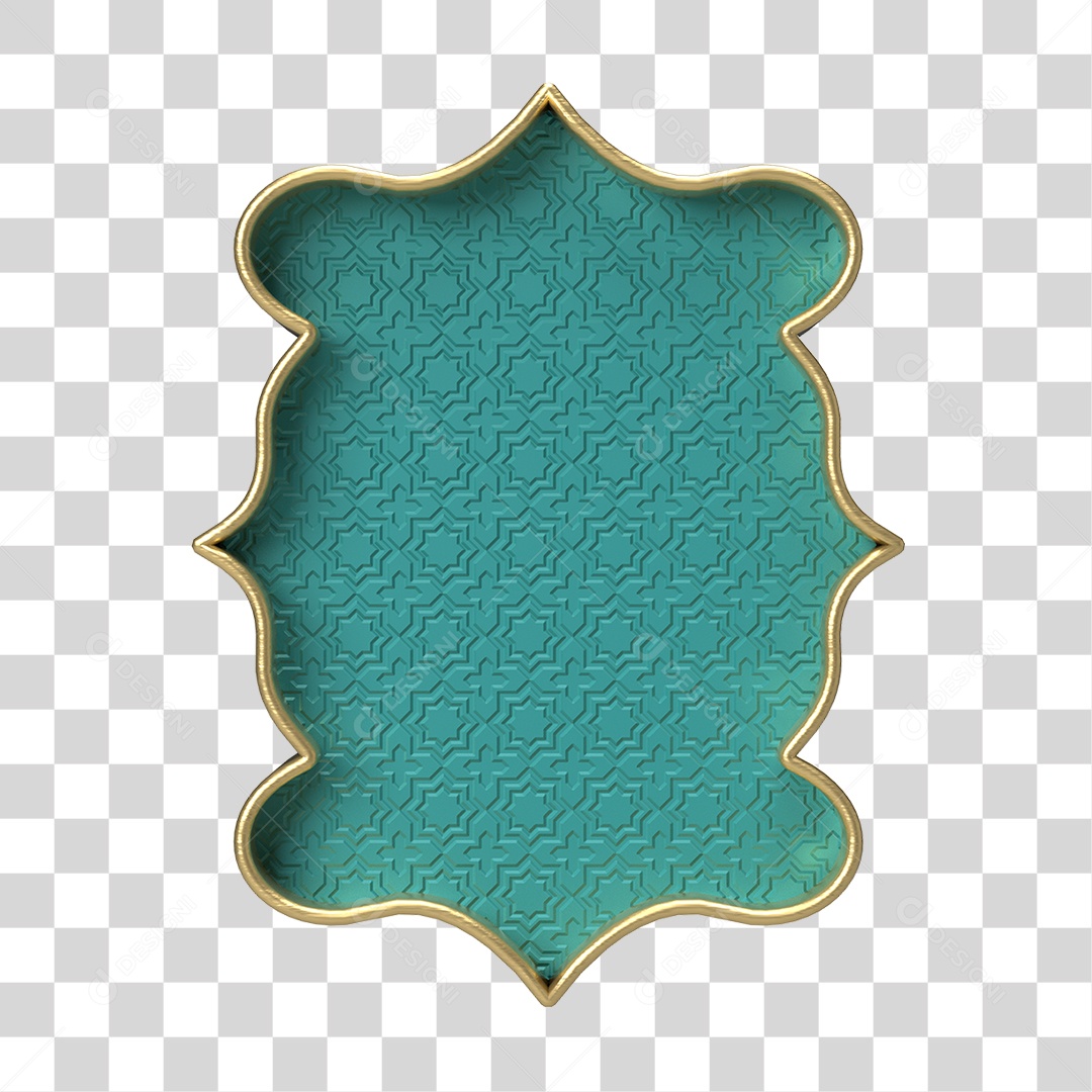 Moldura Azul Petróleo Ornamentada para Composição PNG Transparente