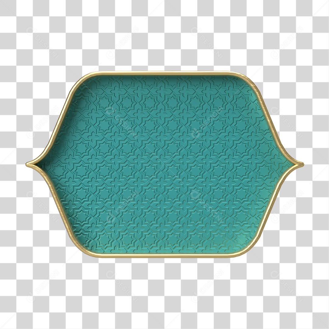 Moldura Azul Petróleo Ornamentada para Composição PNG Transparente