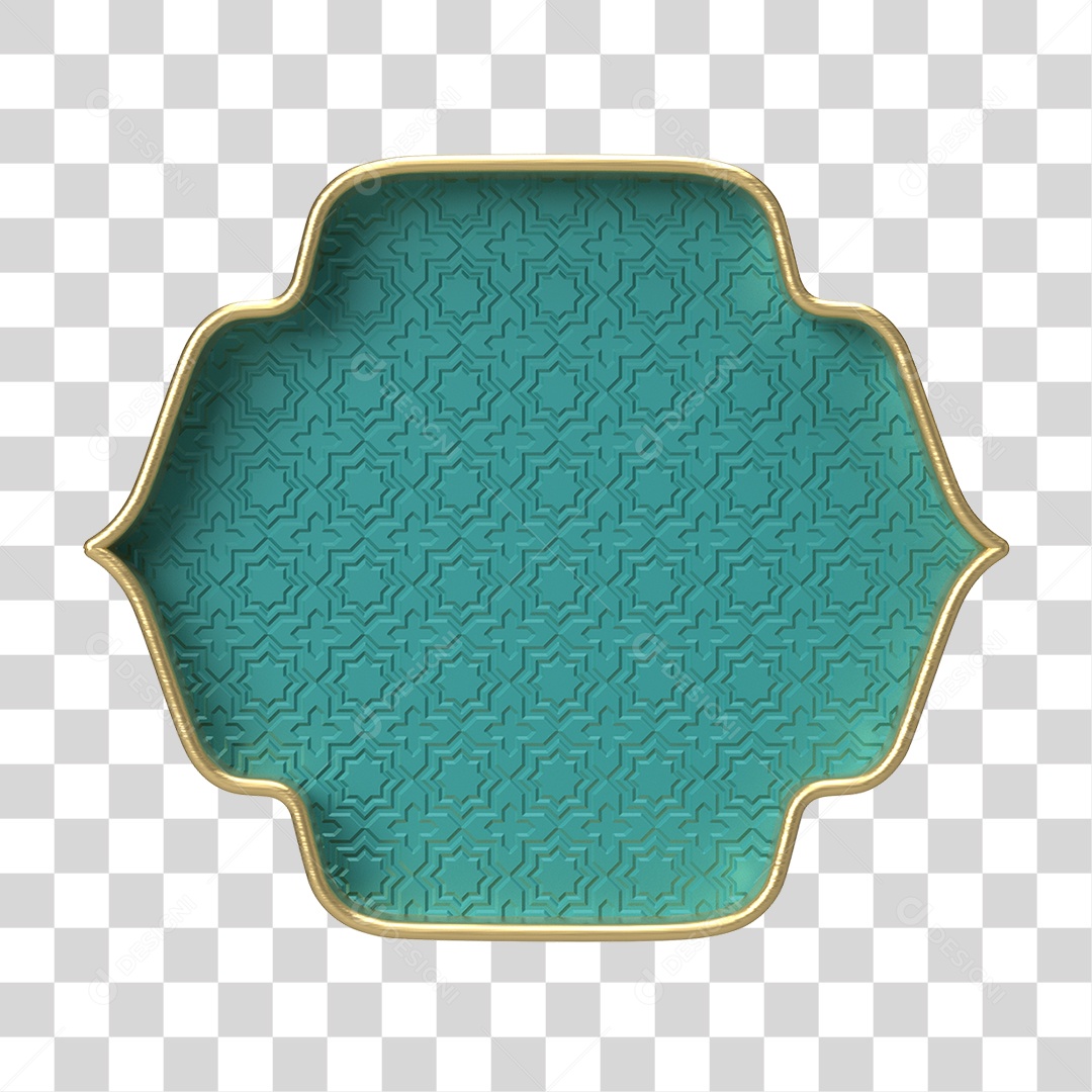 Moldura Azul Petróleo Ornamentada para Composição PNG Transparente