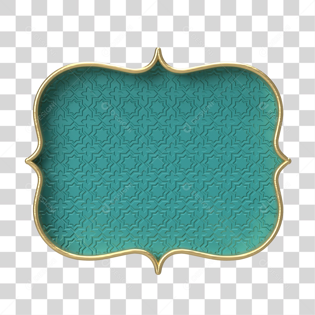 Moldura Azul Petróleo Ornamentada para Composição PNG Transparente