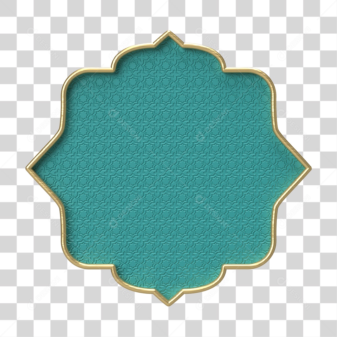 Moldura Azul Petróleo Ornamentada para Composição PNG Transparente