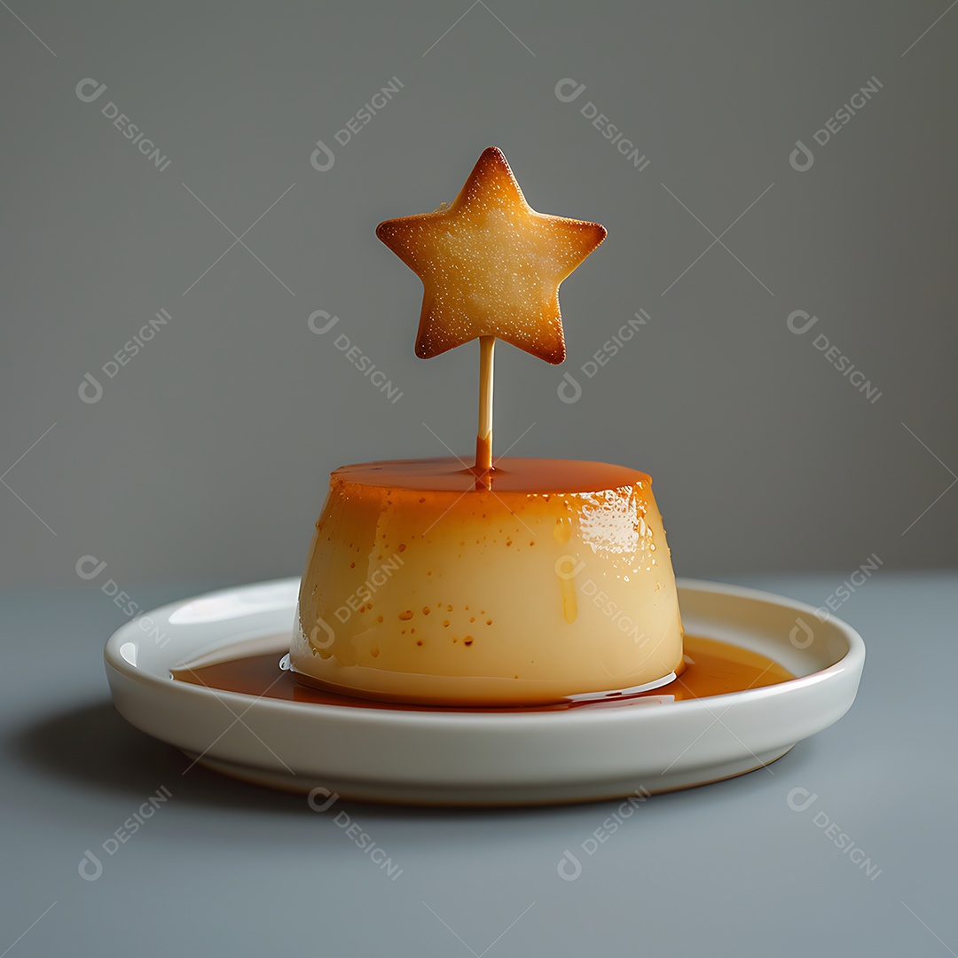 A imagem mostra um flan, também conhecido como pudim de caramelo ou crème caramel.