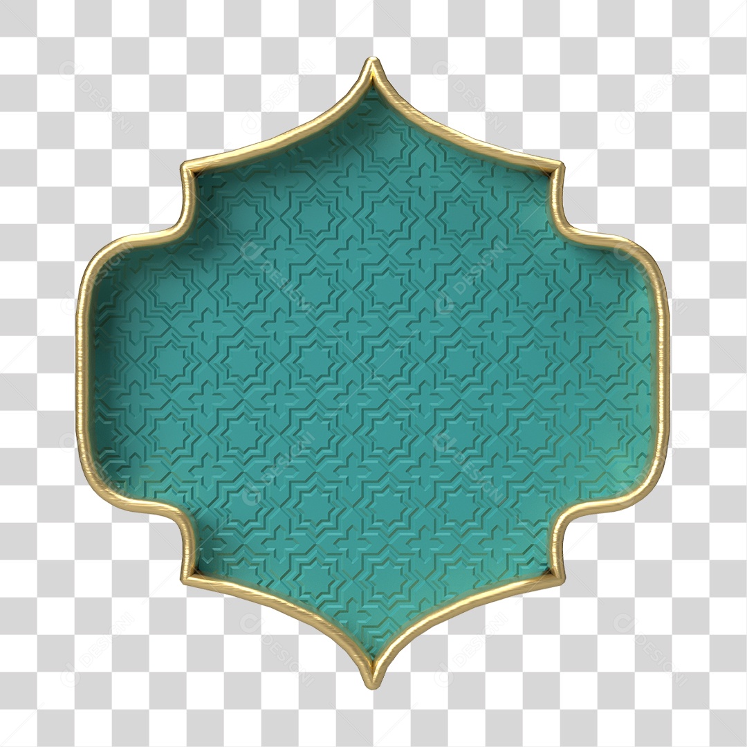 Moldura Azul Petróleo Ornamentada para Composição PNG Transparente